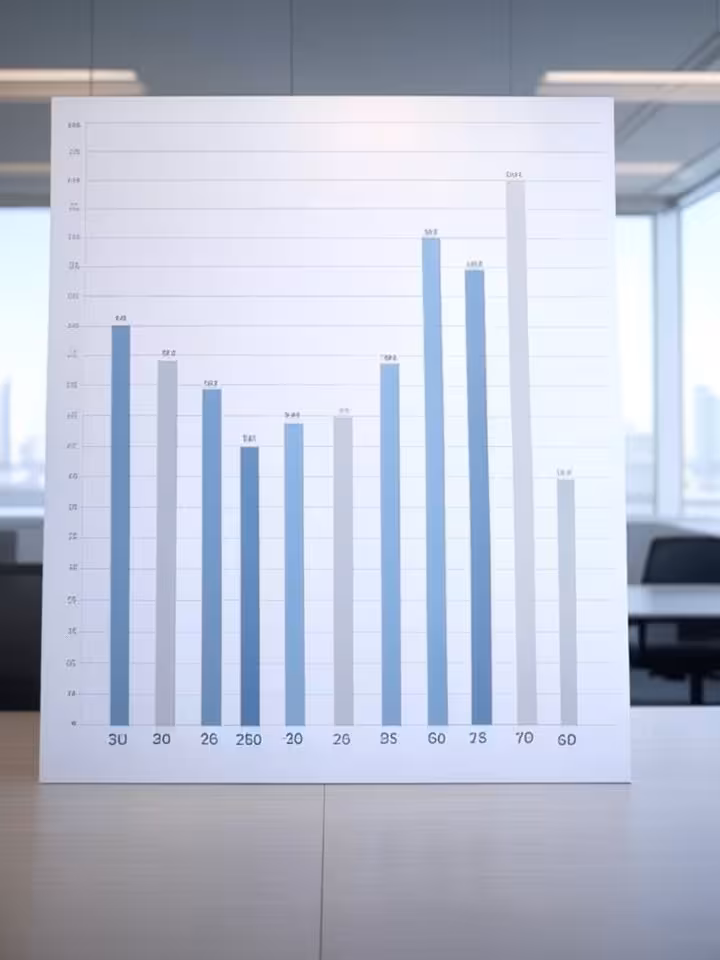 Professional demographic data visualization, bar charts and graphs showing age distribution from 30s